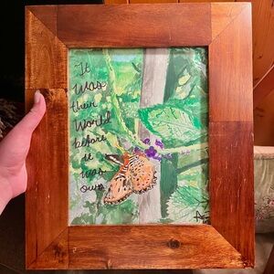 Handpainted Framed Watercolor Butterfly